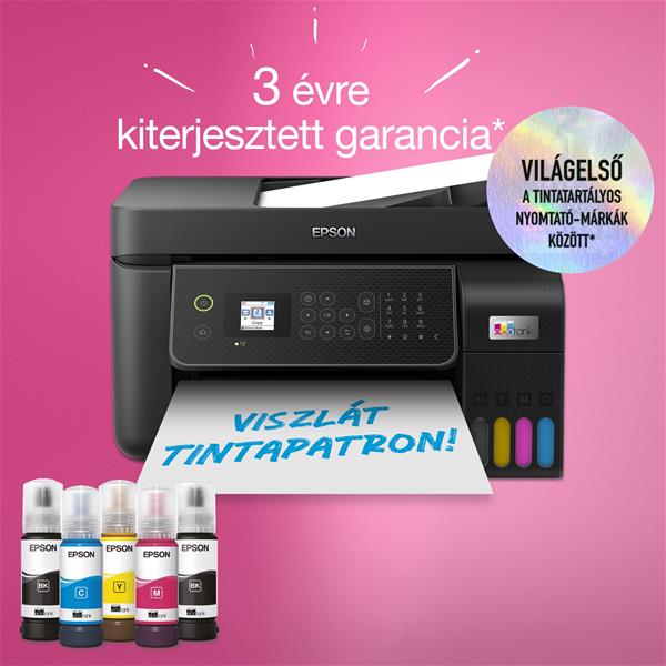 EPSON EcoTank L5310 A4, színes multifunkciós nyomtató ADF USB/WiFi/LAN 8100/6500 oldal tintával