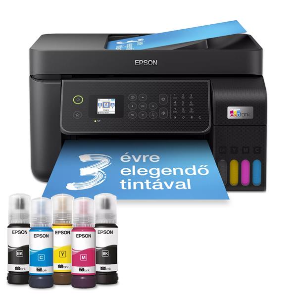 EPSON EcoTank L5310 A4, színes multifunkciós nyomtató ADF USB/WiFi/LAN 8100/6500 oldal tintával