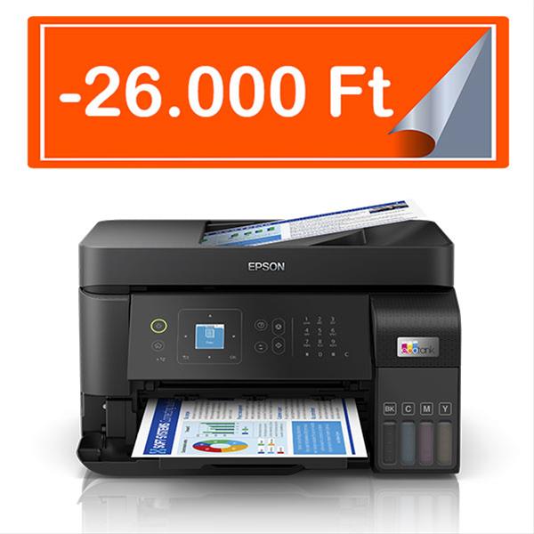 EPSON EcoTank L5590 A4, MFP, színes, 4800x1200 DPI, 33 lap/perc, ADF, USB/LAN/Wifi tintasugaras nyomtató