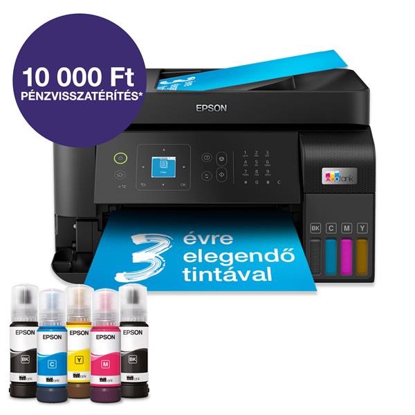 EPSON EcoTank L5590 A4, színes multifunkciós nyomtató ADF, WiFi/LAN 6600/5900 oldal tintával