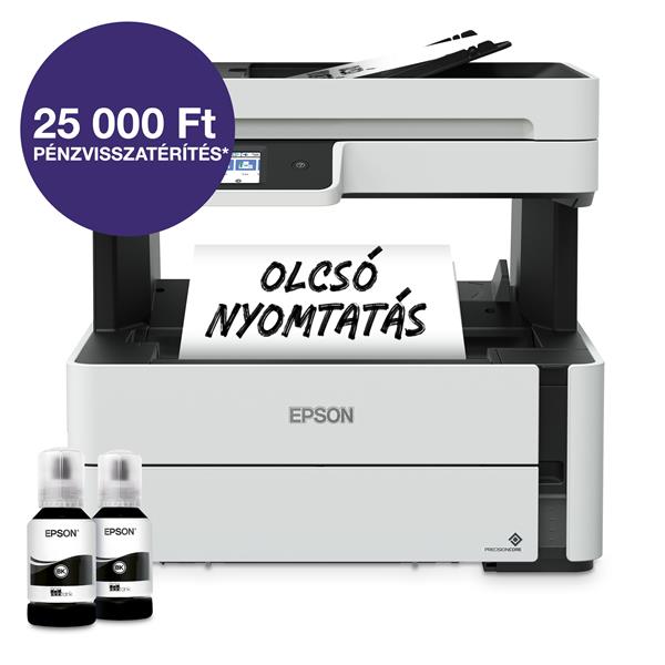 EPSON EcoTank M3170 A4, mono multifunkciós nyomtató ADF, USB/LAN/WIFI 11000 oldal tintával