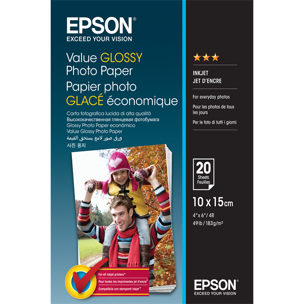 EPSON Fotópapír Value Glossy Photo Paper - 10x15cm - 20 Lap (C13S400037)