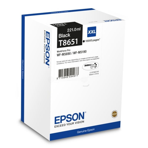 Epson T8651 Black patron 10K (eredeti) C13T865140 Workforce Pro WF-M5690/M5190 széria (C13T865140)