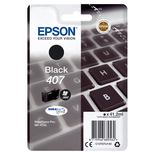 Epson No.407 (T07U1) Black patron  41.2 ml (eredeti) C13T07U140 Workforce Pro WF-4745DTWF széria (C13T07U140)