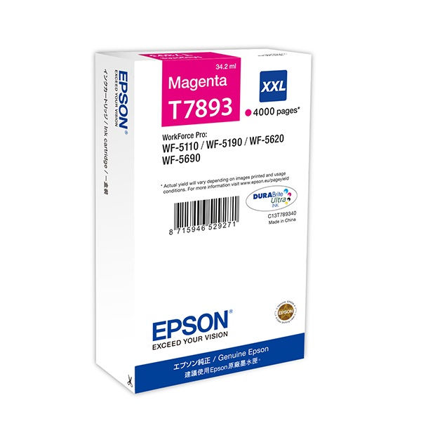 Epson T7893 Magenta patron 4K (eredeti) C13T789340 Workforce Pro WF-5110/5190/5620/5690 széria (C13T789340)