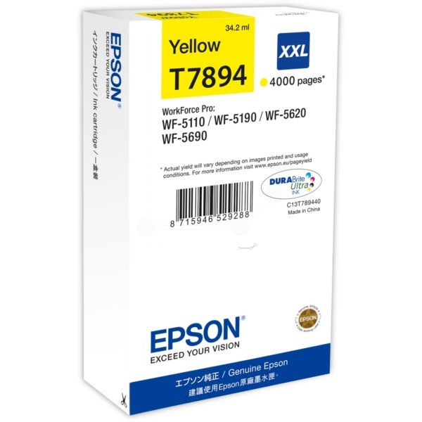 Epson T7894 Yellow patron 4K (eredeti) C13T789440 Workforce Pro WF-5110/5190/5620/5690 széria (C13T789440)