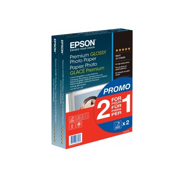 EPSON Premium Glossy Photo Paper - (2 for 1), 100 x 150 mm, 255g/m2, 80 Sheets (C13S042167)