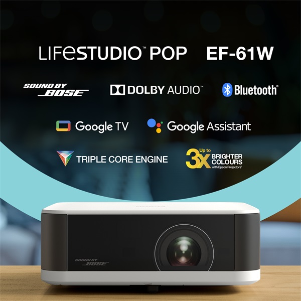 EPSON Projektor - Lifestudio Pop – EF-61W Gyémántfehér (3LCD, 1920x1080, 16:9, 700 AL, 5 000 000:1, HDMI/USB/WiFi) (V11HB72040)