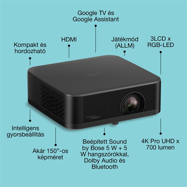 EPSON Projektor - Lifestudio Pop – EF-62B (3LCD, 1920x1080, 16:9, 700 AL, 5 000 000:1, HDMI/USB/WiFi) (V11HB73140)