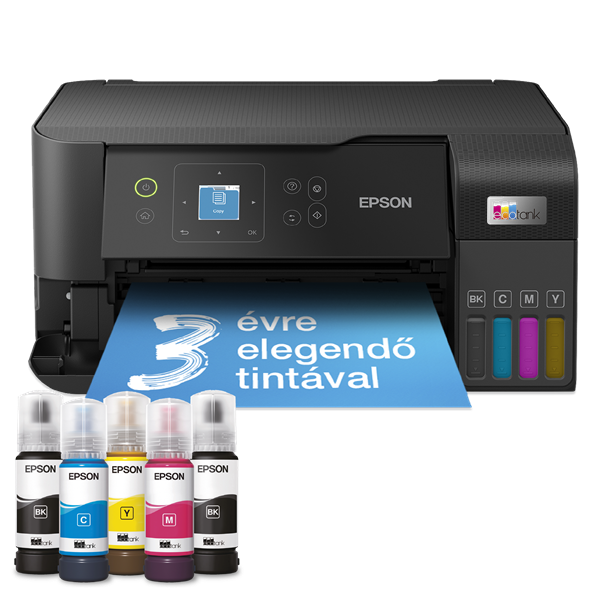 EPSON Tintasugaras nyomtató - EcoTank L3560 (A4, MFP, színes, 4800x1200 DPI, 33 lap/perc, USB/Wifi) (C11CK58403)