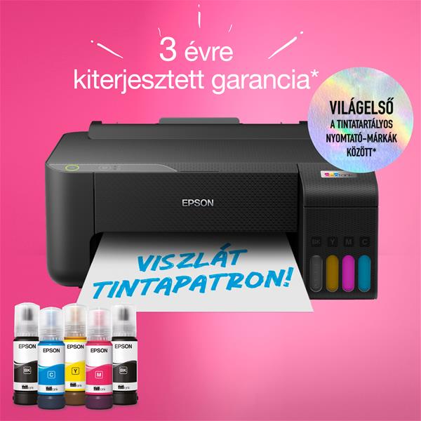 EPSON Tintasugaras nyomtató - EcoTank L1230 (A4, színes, 5760x1440 DPI, 33 lap/perc, USB) (C11CJ70402)