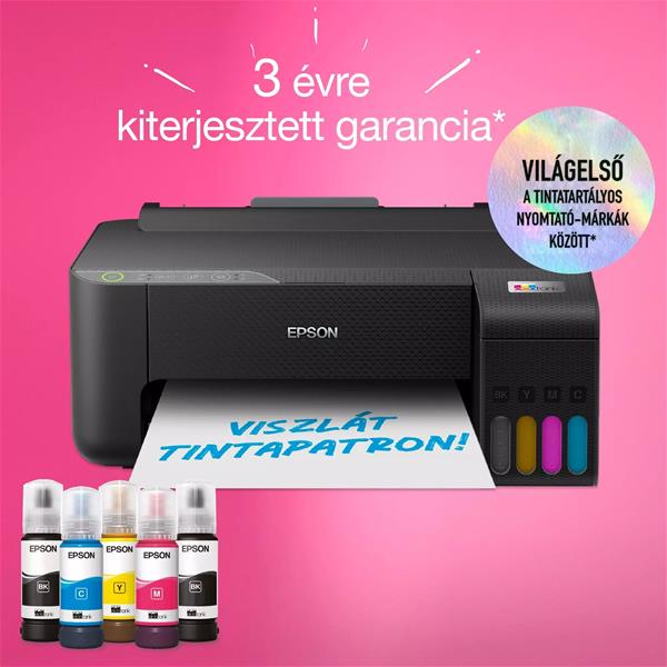 EPSON Tintasugaras nyomtató - EcoTank L1270 (A4, színes, 5760x1440 DPI, 33 lap/perc, USB/Wifi) (C11CJ71407)