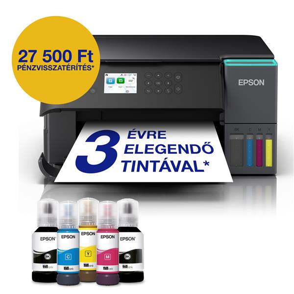 EPSON Tintasugaras nyomtató - EcoTank L6360 (A4, MFP,színes, 4800x1200 DPI, 33 lap/perc,duplex,USB/LAN/Wifi/Wifi Direct) (C11CL42401)