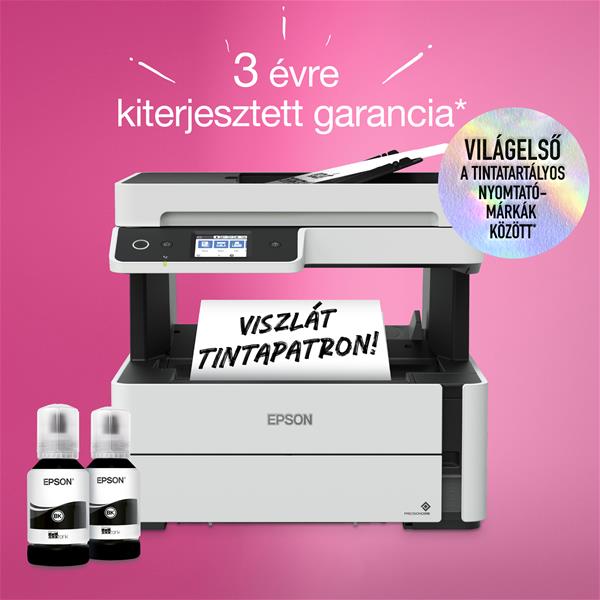 EPSON Tintasugaras nyomtató - EcoTank M3170 (A4, MFP, 1200x2400 DPI, 39 lap/perc, ADF, USB/LAN/Wifi) (C11CG92403)