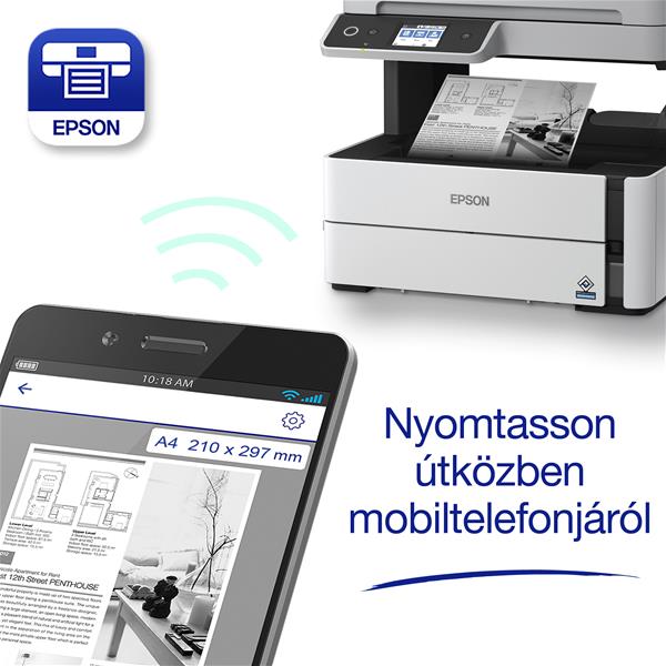 EPSON Tintasugaras nyomtató - EcoTank M3170 (A4, MFP, 1200x2400 DPI, 39 lap/perc, ADF, USB/LAN/Wifi) (C11CG92403)