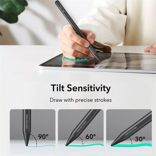 ESR Stylus Pen aktív toll rajzoláshoz, jegyzethez, 2018 után kiadott Apple iPad Air, iPad Mini (A17), iPad Pro, fekete (ES252154)