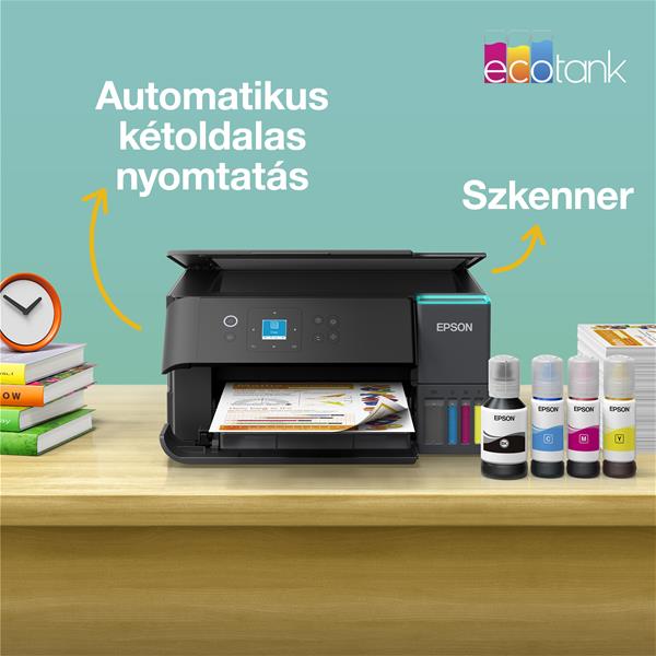 Epson EcoTank L4360 A4, színes multifunkciós nyomtató DUPLEX, AirPrint USB/WiFi 8500/6500 oldal tintával