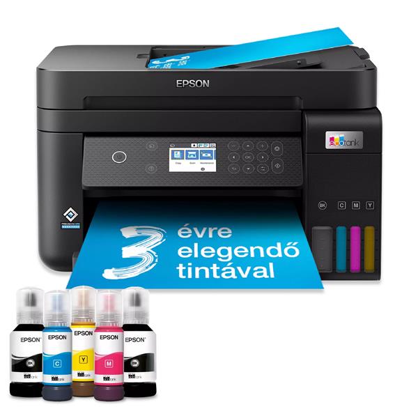 Epson EcoTank L6270 A4, MFP, 4800X1200 DPI,33 LAP/PERC, DUPLEX, ADF, USB/LAN/WIFI színes tintasugaras nyomtató