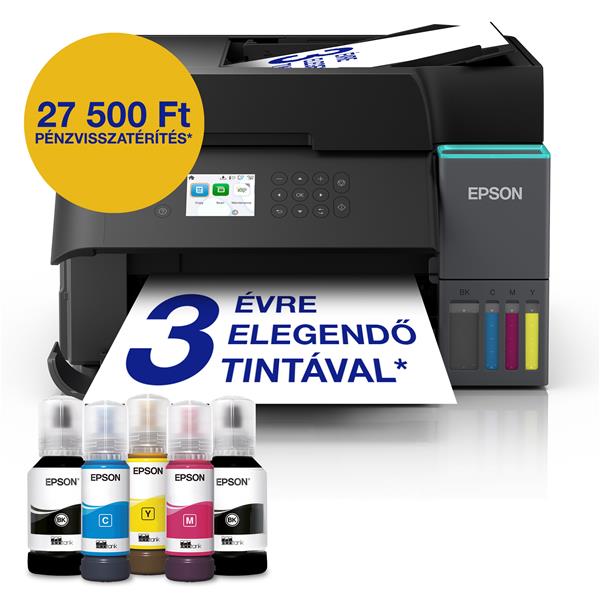 Epson EcoTank L6370 A4, Színes multifunkciós nyomtató DUPLEX, ADF, WIFI/LAN/USB, 15100/5500 oldal tintával
