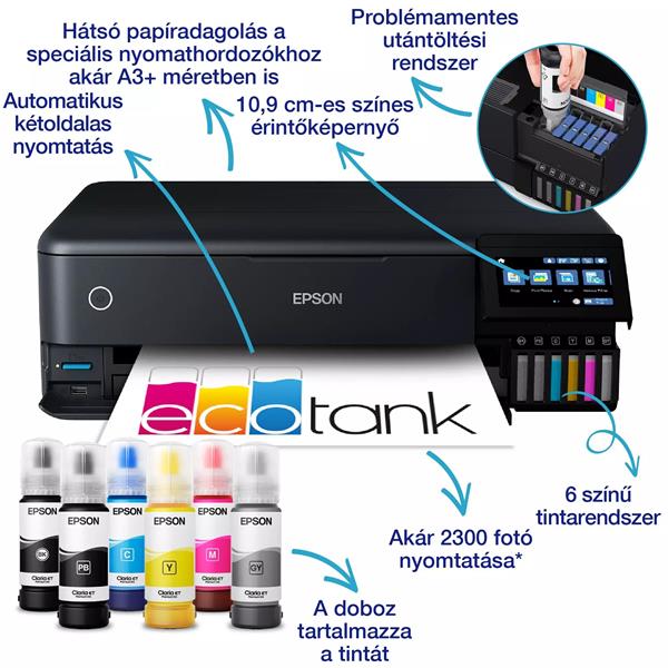Epson Ecotank L8180 A/3+ színes multifunkciós fotónyomtató 1800 fotóra elegendő tintával