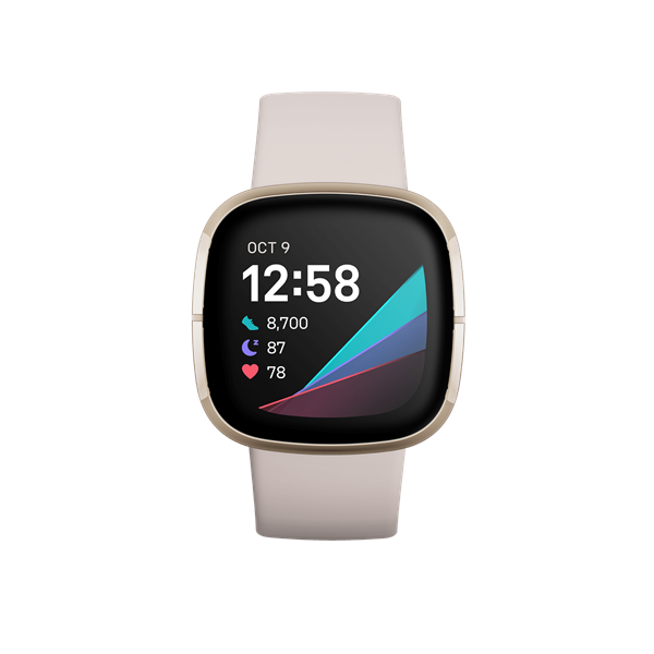 FITBIT Sense okosóra (Lunar White / Soft Gold Stainless Steel) (FB512GLWT)