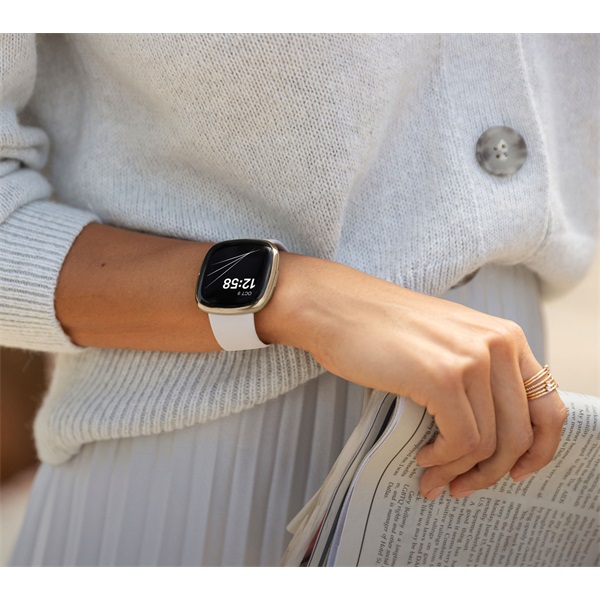 FITBIT Sense okosóra (Lunar White / Soft Gold Stainless Steel) (FB512GLWT)