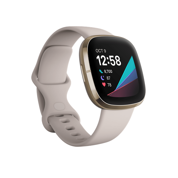 FITBIT Sense okosóra (Lunar White / Soft Gold Stainless Steel) (FB512GLWT)