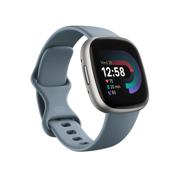 FITBIT Versa 4 okosóra (Waterfall Blue / Platinum Aluminium) (FB523SRAG)