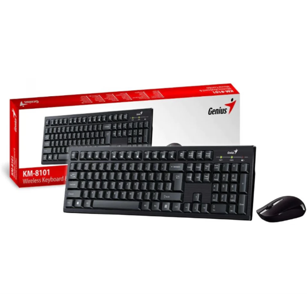 GENIUS Vezeték Nélküli Billentyűzet + egér KM-8101, USB fekete (KM-8101)