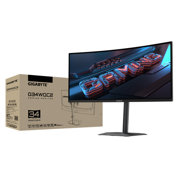 GIGABYTE Ívelt VA LED Monitor 34" G34WQC2 3440x1440, 2xHDMI/2xDisplayport (G34WQC2)