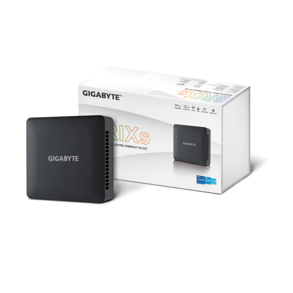 GIGABYTE PC BRIX, Intel Core i5 1335U 4.6GHz, 2xHDMI, Displayport (Type-C), LAN, WIFI, BT, 2.5" HDD hely, 6xUSB (GB-BRI5H-1335)