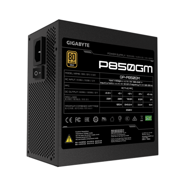 GIGABYTE Tápegység 850W 80+ Gold moduláris (GP-P850GM)
