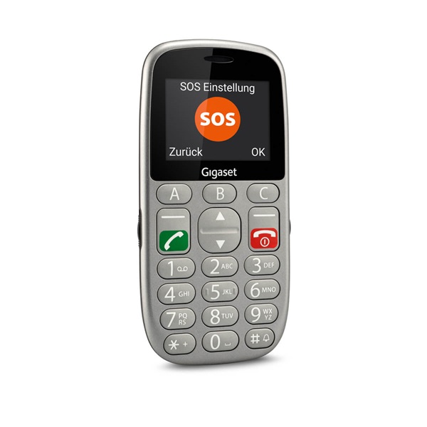 GIGASET GL390 mobiltelefon, idősek számára, Dual SIM, titán-ezüst (S30853-H1177-R601)