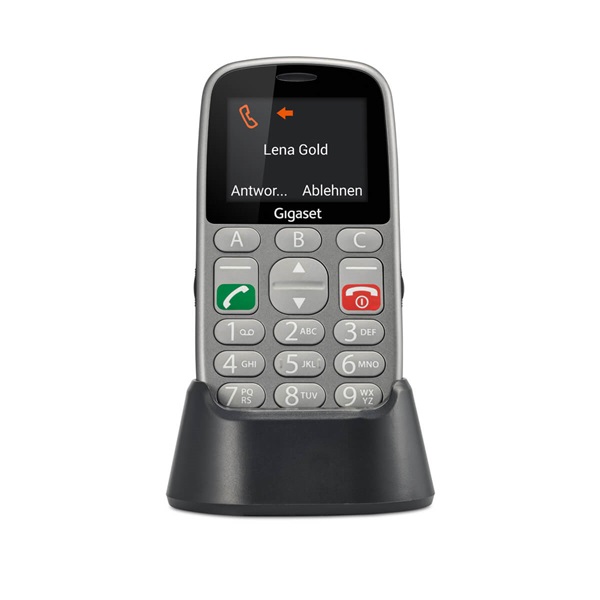 GIGASET GL390 mobiltelefon, idősek számára, Dual SIM, titán-ezüst (S30853-H1177-R601)