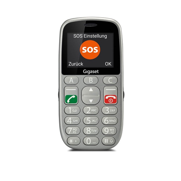 GIGASET GL390 mobiltelefon, idősek számára, Dual SIM, titán-ezüst (S30853-H1177-R601)