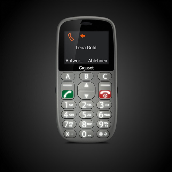 GIGASET GL390 mobiltelefon, idősek számára, Dual SIM, titán-ezüst (S30853-H1177-R601)