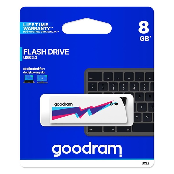 GOODRAM Pendrive 8GB, UCL2 USB 2.0, Fehér (UCL2-0080W0R11)