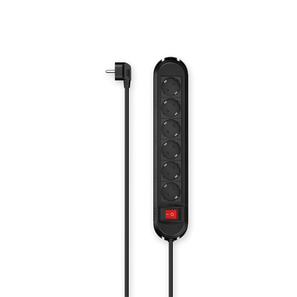 HAMA 223037, HÁLÓZATI ELOSZTÓ "COLOUR" 6X, 1,5M, KAPCS, FEKETE (00223037)