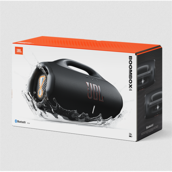 JBL BOOMBOX 4 hordozható bluetooth hangszóró, vízálló, porálló, 34 óra lejátszási idő, AI Sound Boost, fekete (JBLBOOMBOX4BLKEP)