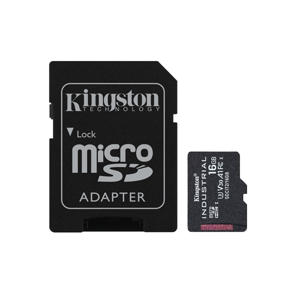 KINGSTON Memóriakártya MicroSDHC 16GB Industrial C10 A1 pSLC + Adapter (SDCIT2/16GB)
