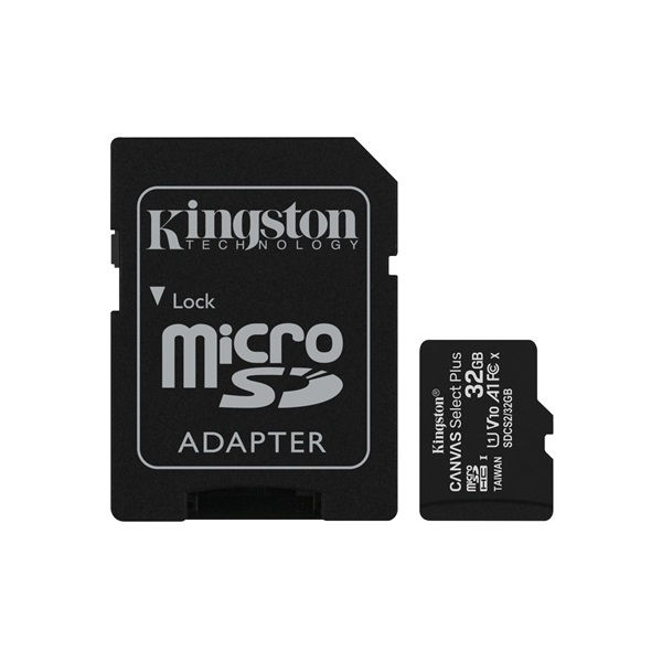 Kingston Canvas Select 32GB MicroSD XC CL 10 memóriakártya 100R A1 + 1 adapterrel SDCS2/32GB 100MB/s