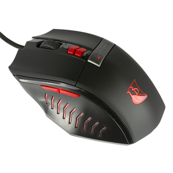 KONIX - DRAKKAR PC Runemaster Evo Egér Vezetékes Gaming 2500DPI, Fekete-Piros (KX-GMD-M20E-PC)