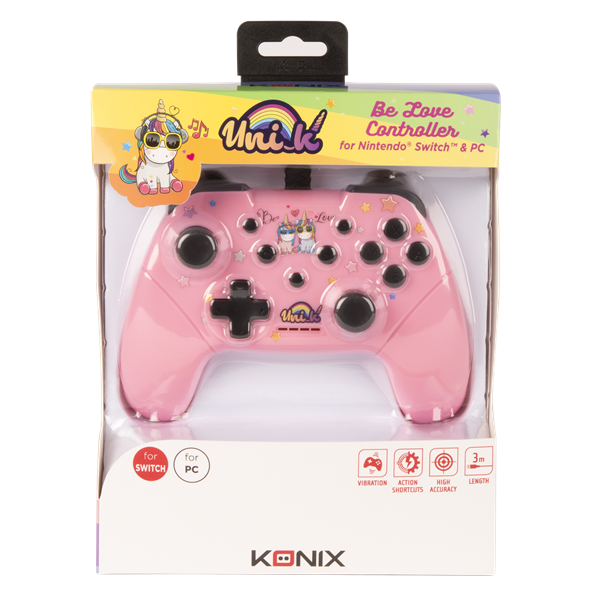 KONIX - UNIK "Be Love" Nintendo Switch/PC Vezetékes kontroller, Színes (KX-UNIK-SW-PAD-LOVE)