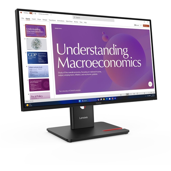LENOVO Monitor - ThinkVision T24D-40; 23,8" FHD 1920x1080 IPS 120Hz, 16:9, 1500:1, 250cd/m2, 4ms, HDMI, DP,USB AC, RJ45 (64B9GAT1EU)