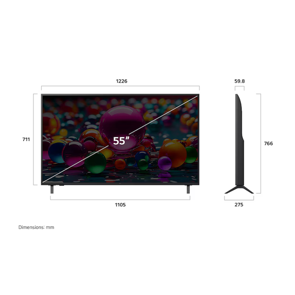 LG 55UA75003LA 50"/139cm, UHD AI 4K Smart TV, 60Hz, 3840x2160, 3xHDMI/1xUSB/Wifi/LAN (55UA75003LA.AEU)
