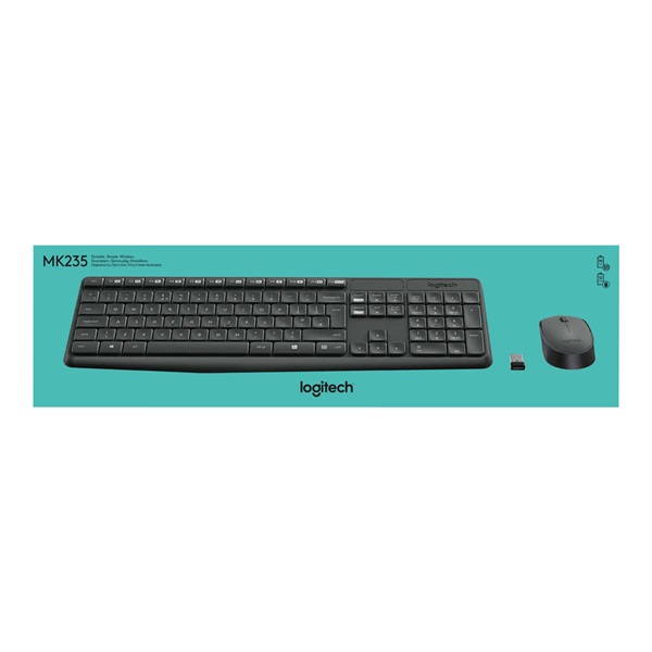 LOGITECH Billentyűzet + egér - MK235 Vezeték Nélküli Combo, US (920-007931)