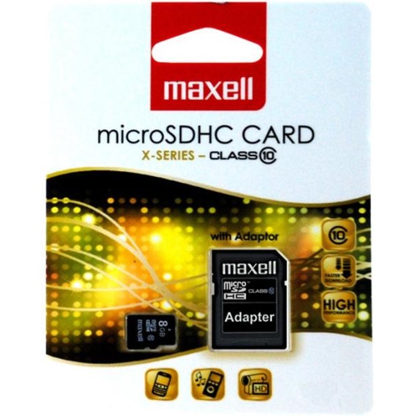MAXELL Memóriakártya MicroSDHC 8GB X-Series + Adapter Class10 (854716.00.TW)