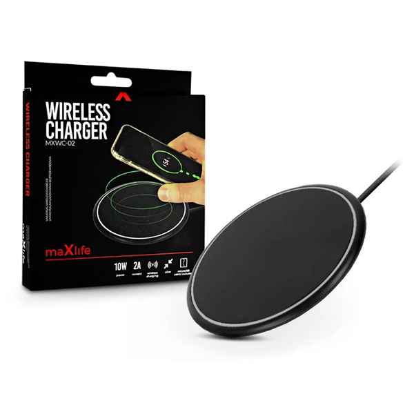 MAXLIFE QI UNIVERZÁLIS VEZETÉK NÉLKÜLI TÖLTŐ ÁLLOMÁS - 5V/2A - 10 W, FEKETE (TF-0117)