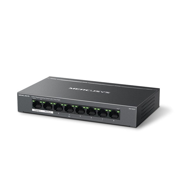 MERCUSYS Switch 8x1000Mbps(7xPOE+), Fémházas Asztali, MS108GP (MS108GP)