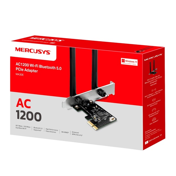 MERCUSYS Wireless Adapter PCI-Express 5.0 Dual Band AC1200 Bluetooth, MA30E (MA30E)